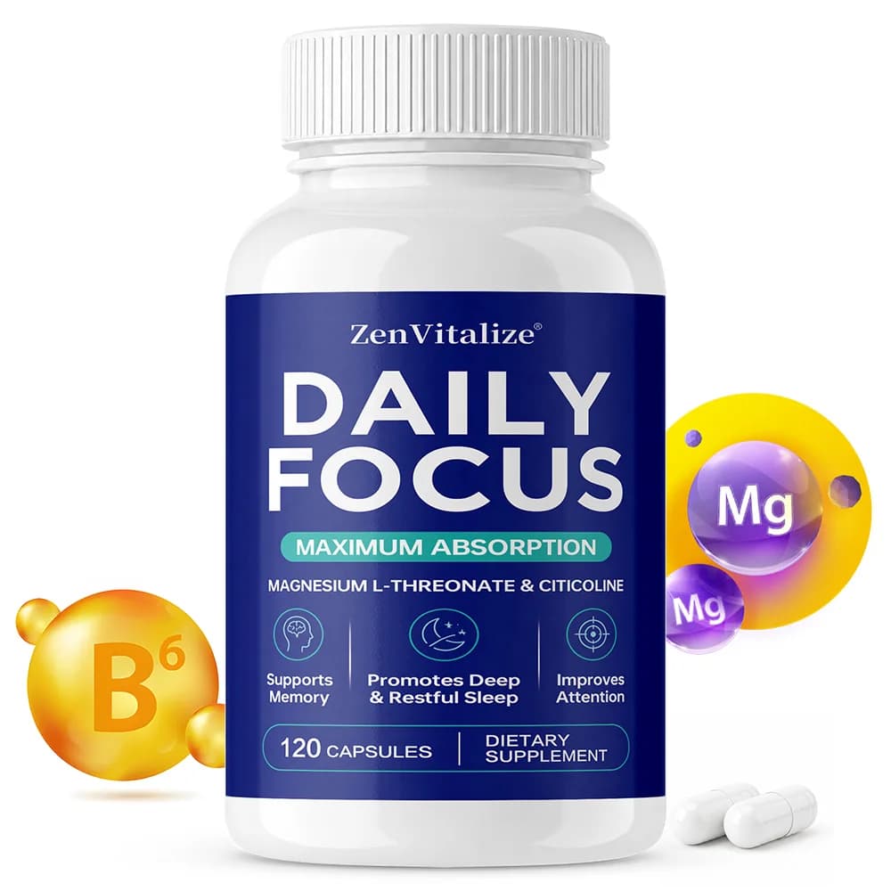 Brain Supplements for Memory and Focus Contain Vitamin B6, Magnesium L-Threonate, for Brain Health 120 Capsules