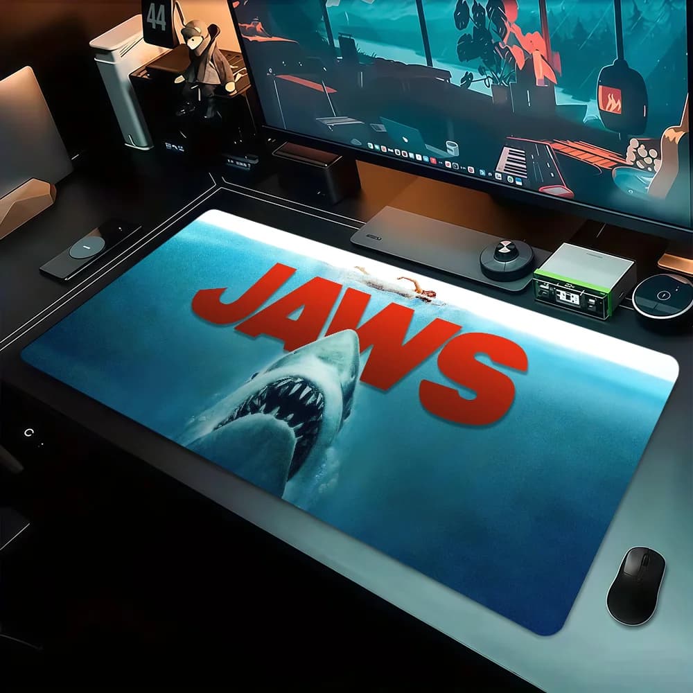 Tappetino per mouse Cool J-Jaw T-Thriller Movie, antiscivolo, ispessito, grande, con bordo rinforzato, per ufficio, studenti, gaming.