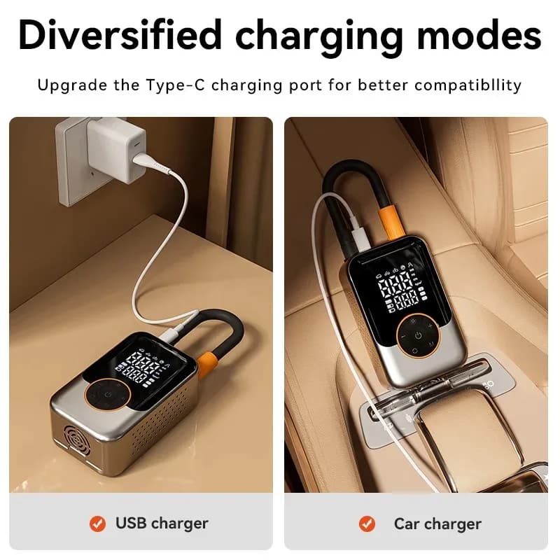 Portable Air Pump Wireless Car Tire Inflator Electric Air Compressor LCD Display Air Injector For Bike Car Motorcycle Tyre Ball