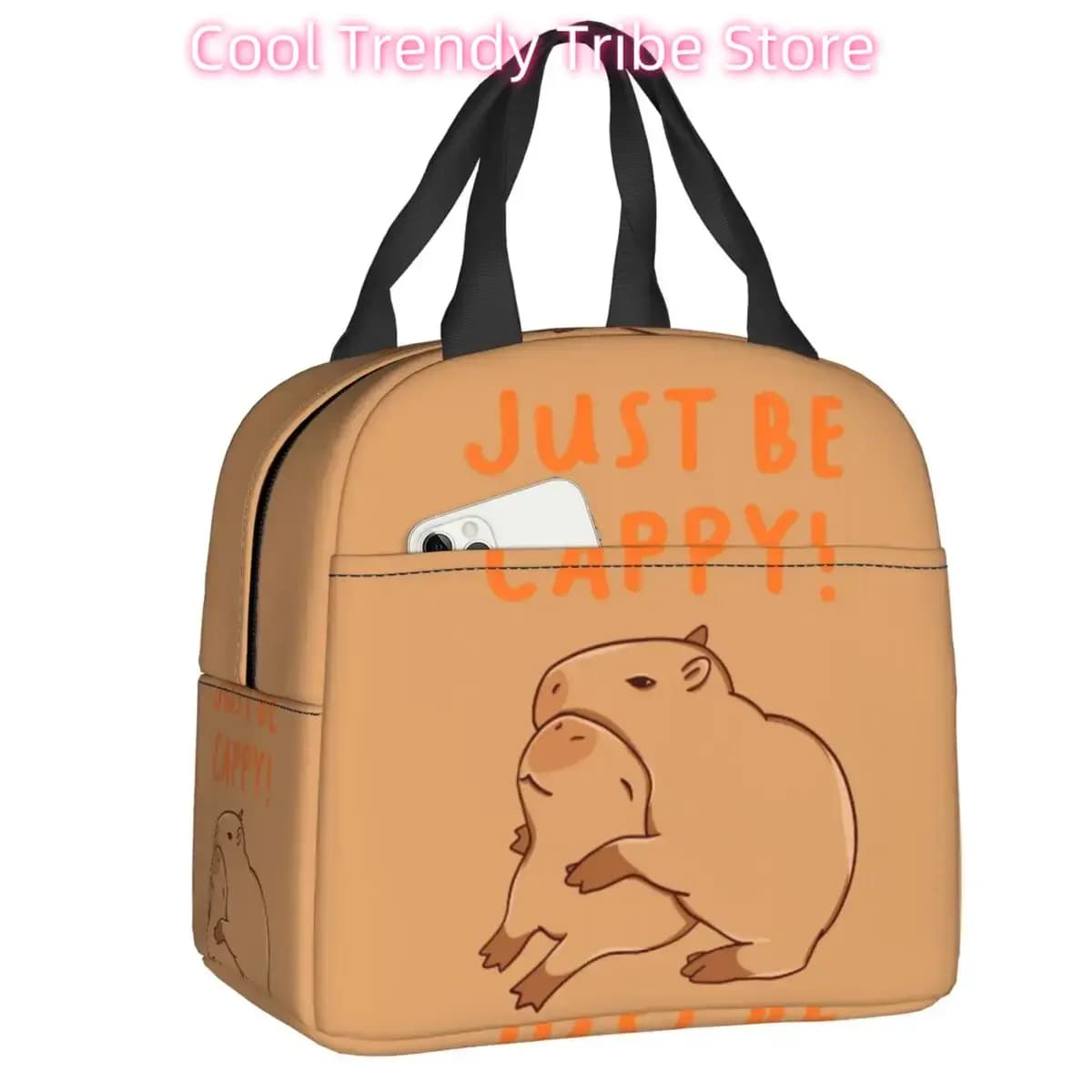 Personalizzato Just Be Cappy And Hug A Capybara Borse per il pranzo isolate termicamente Contenitore per il pranzo portatile da donna Contenitore per alimenti da viaggio