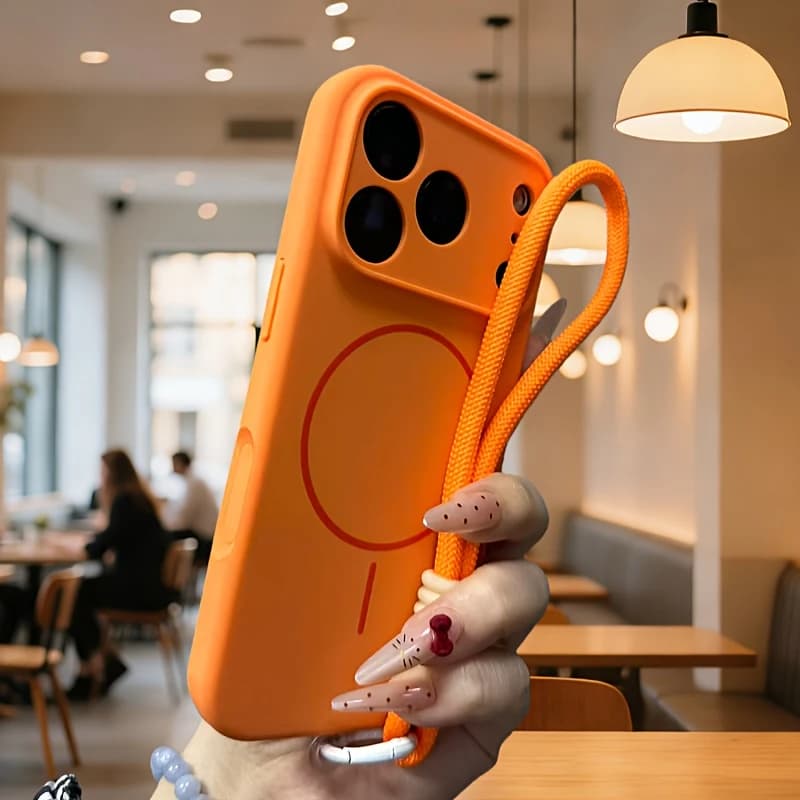 Liquid Silicone for Magsafe Phone Case for IPhone 17Air 12 13 14 15 16 17 Pro Max Magnetic Wireless Charging with Lanyard Cover