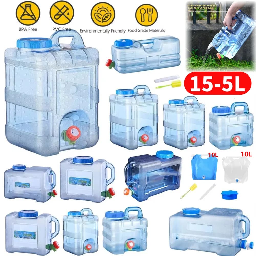 15-5.0L Outdoor Water Bucket Water Storage Camping Water Bucket Portable Driving Water Bucket Big Capacity for Picnic Travel