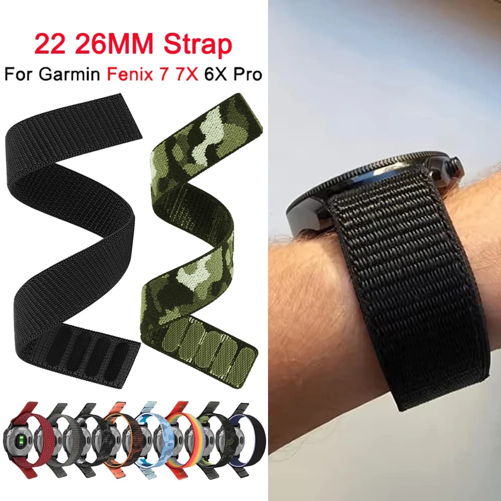 Per Garmin Fenix E 8 47mm 51mm 7 7X Pro/Enduro 3 2/Epix Bracciale a sgancio rapido Gancio ad anello Cinturino sportivo in nylon 26mm 22mm Cinturino