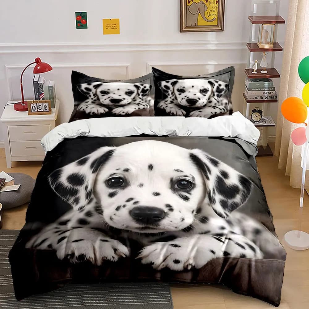 Set copripiumino stampato con graziose zampe di Dalmata, 1 copripiumino + 2 federe, decorazione per camera da letto in diverse misure