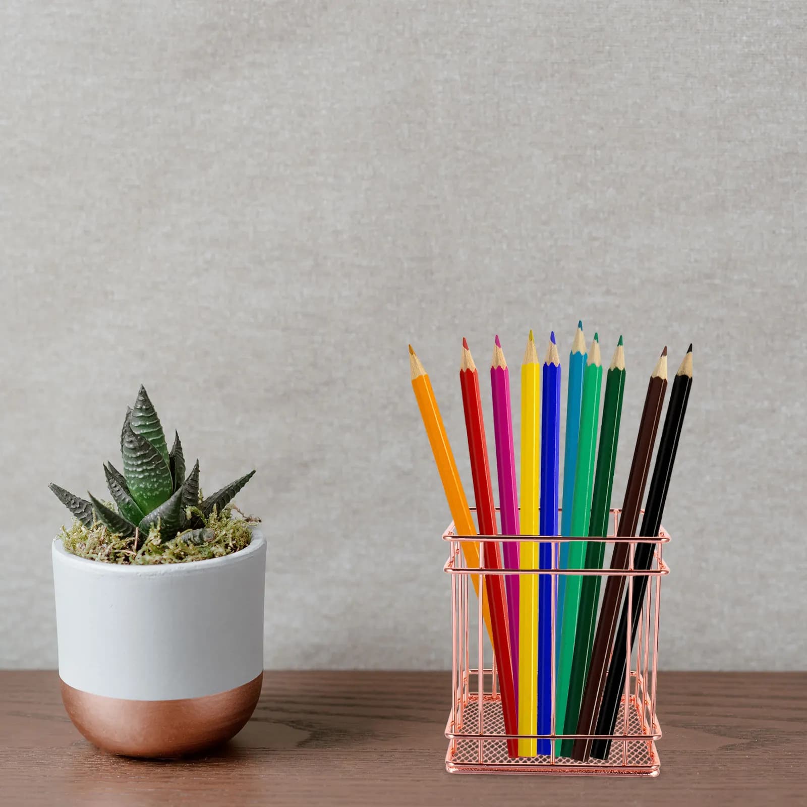 2 Pezzi Porta Pennelli Trucco in Metallo Oro Rosa, Organizzatore in Ferro Battuto per Matite, Rossetti, Spugne Blender, Contenitore Decorativo da Scrivania