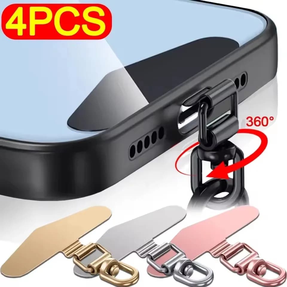 1-4Pcs 360° Rotatable Stainless Steel Mobile Phone Patch Lanyard Replacement Metal Tether Tab Gasket for iPhone Samsung Xiaomi