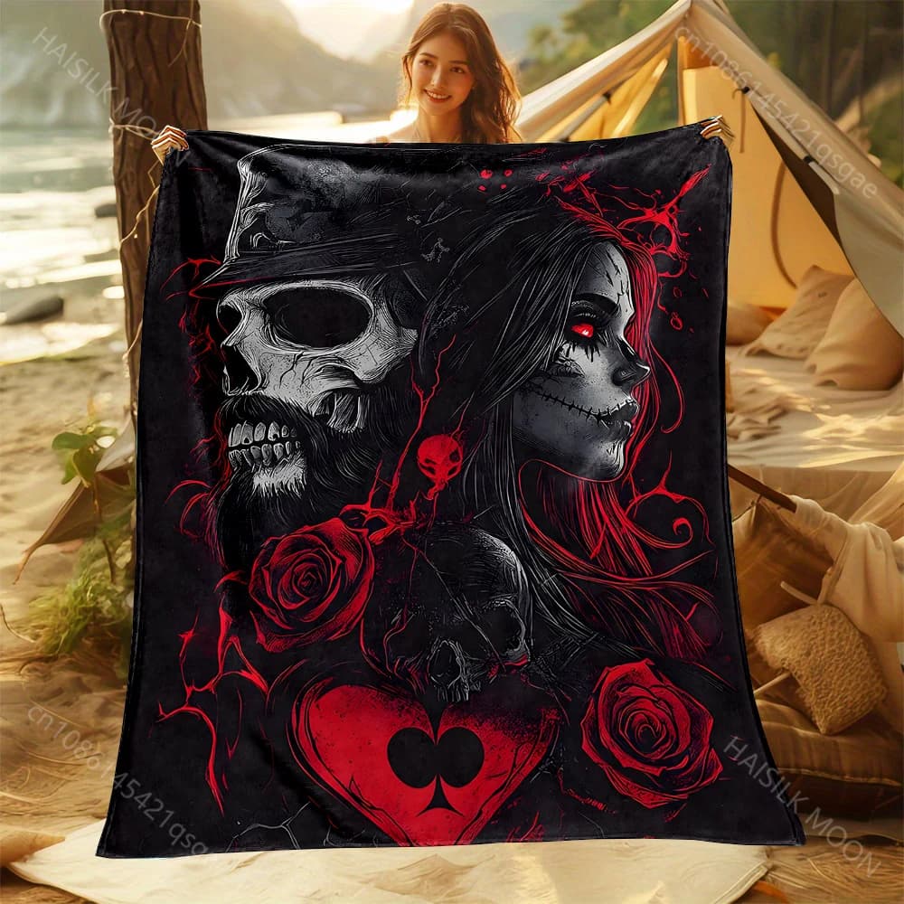 Coperte calde per adulti e bambini con stampa di rose rosse in stile graffiti, adatte per casa, viaggi, auto, morbide e confortevoli, adatte a tutte le stagioni