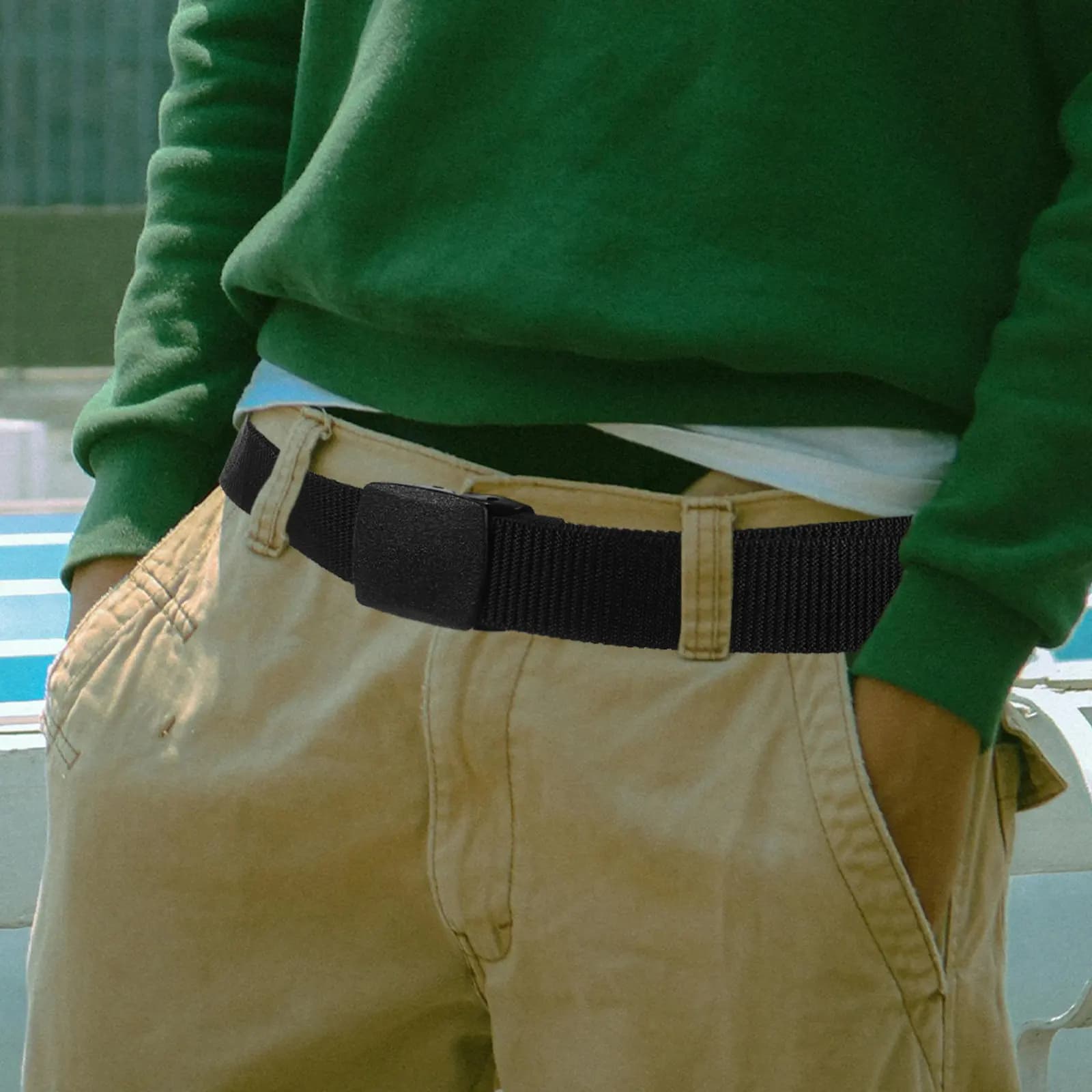 Cintura in Tela di Nylon Leggera e Resistente, Porta Soldi Nascosto, Fibbia in Plastica, Unisex, per Viaggi e Palestra