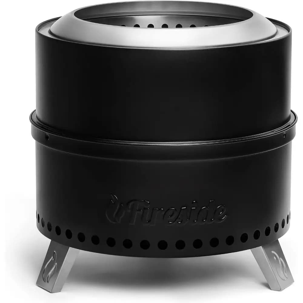Stufa a legna portatile da 19 pollici Smokelire per interni o esterni, in acciaio inossidabile, con supporto, cassetto cenere rimovibile, contenitore impermeabile