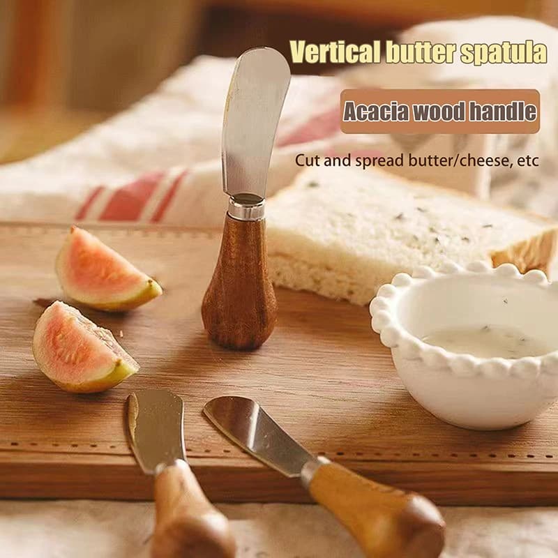 Nuovo Set di Coltelli e Forchette per Formaggio in Acciaio Inox con Manico in Legno, Spatola per Burro, Spalmatore per Marmellata, Kit di Utensili da Cucina