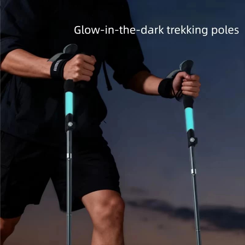 Luminous Trekking Pole Silicone Light-Emitting Lightweight Aluminum Alloy Foldable Telescopic Hiking Stick For Outdoor Climbing