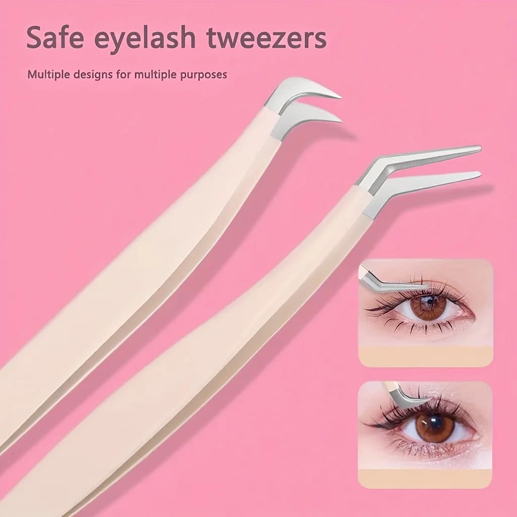 1 set of fake eyelashes, set of eyelashes, special tweezers for extension eyelashes, tweezers with gilded feathers, allergy-free beauty tools, safe and easy to use, tools for extension eyelashes, essential products for make-up, practical gadgets