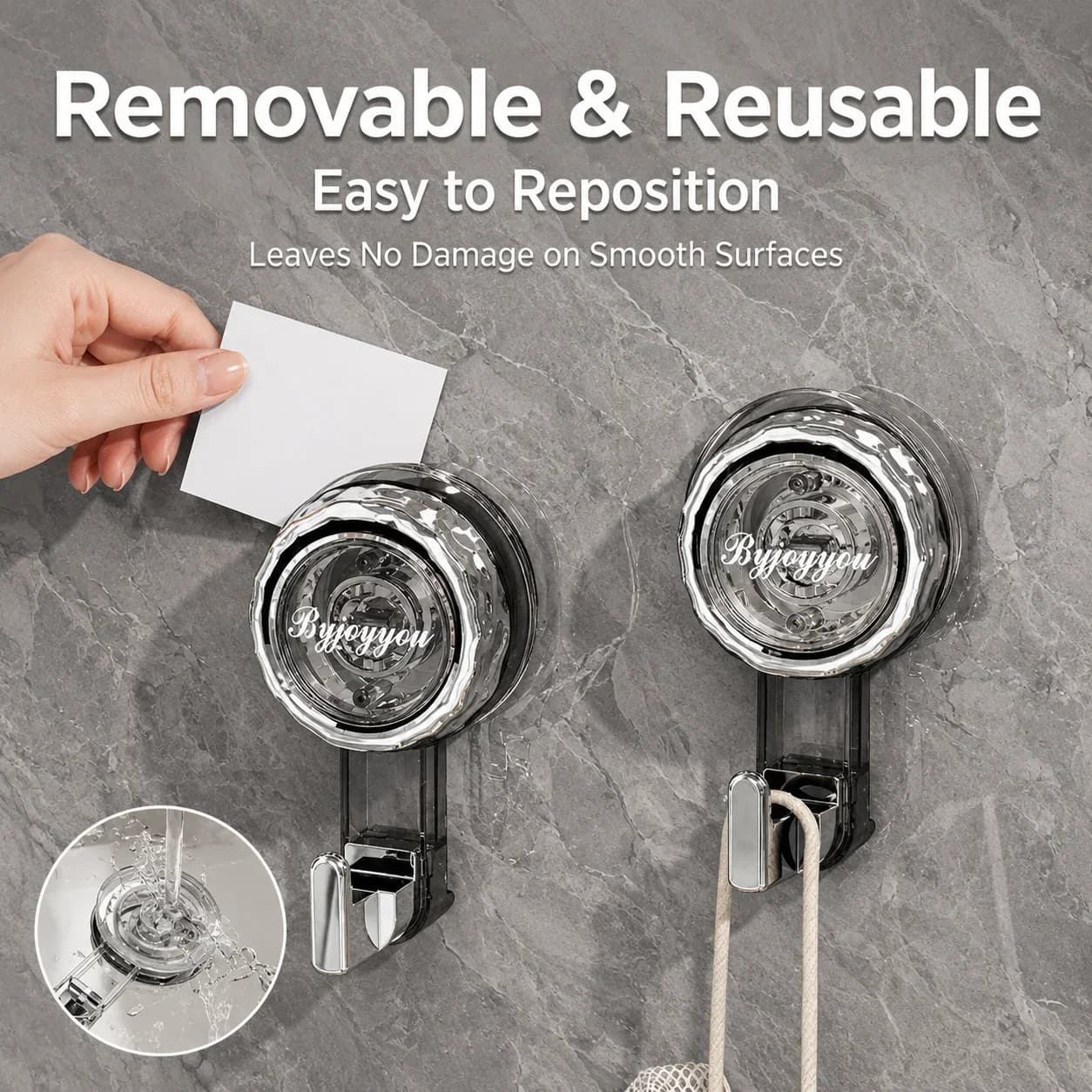Rotating Vacuum Suction Cup Hook Punch Free Heavy Duty Reusable Wall Hanger for Kitchen Bathroom Door Clothes