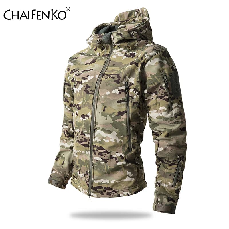 Lurker Pelle di squalo Soft Shell Giacca tattica da uomo Cappotto in pile impermeabile con cappuccio Abbigliamento da caccia Autunno Nuova giacca mimetica da esterno