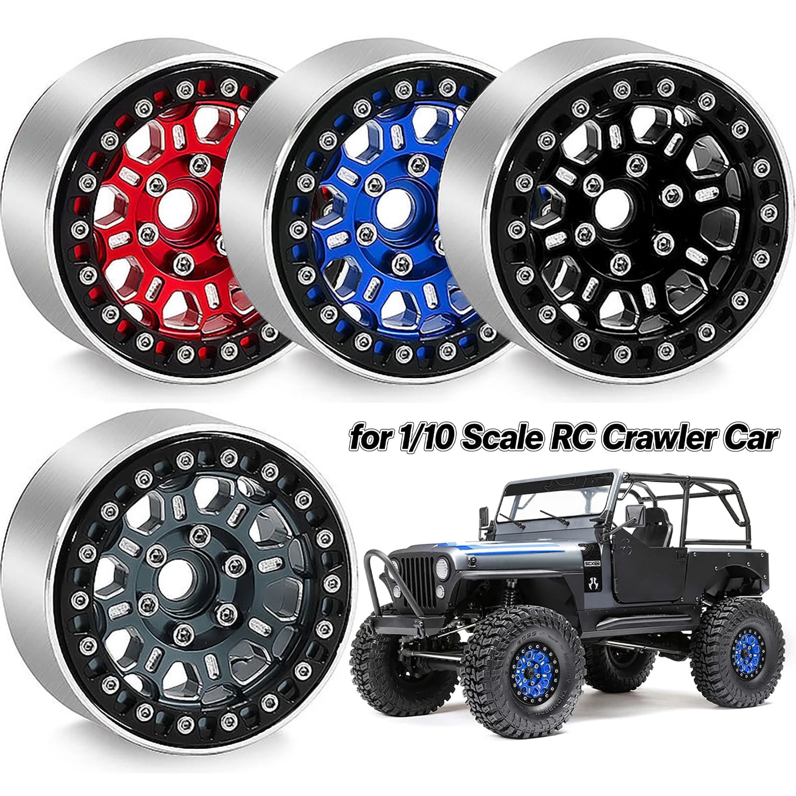 Cerchio in metallo da 1,9 pollici con beadlock per modelli 1/10 Axial SCX10 II III TRX4 TRX6 Gen7 8 D90 VS4-10 MST CFX RC Crawler - Ricambi per upgrade