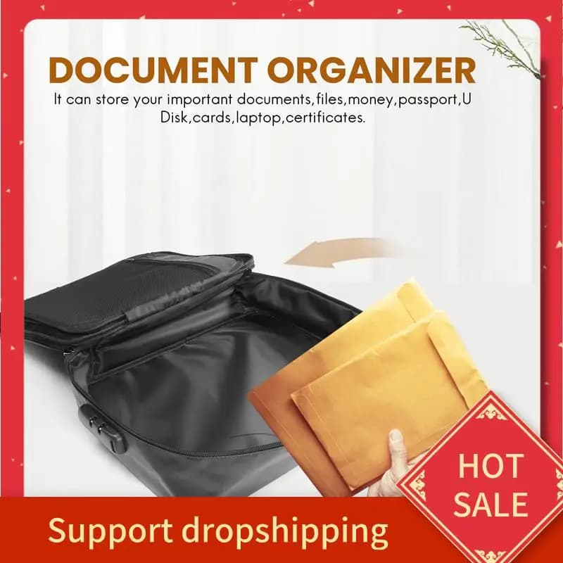 B44C 3X Borsa organizer Borsa per documenti ignifuga con serratura Portaoggetti portatile per archiviazione di documenti Passaporto