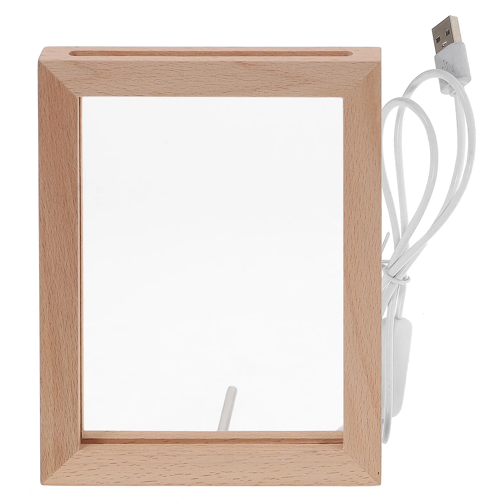 Cornice portafoto a LED alimentata tramite USB, cornice in legno illuminata, luce notturna per cucina, camera da letto, soggiorno, decorazione da tavolo.