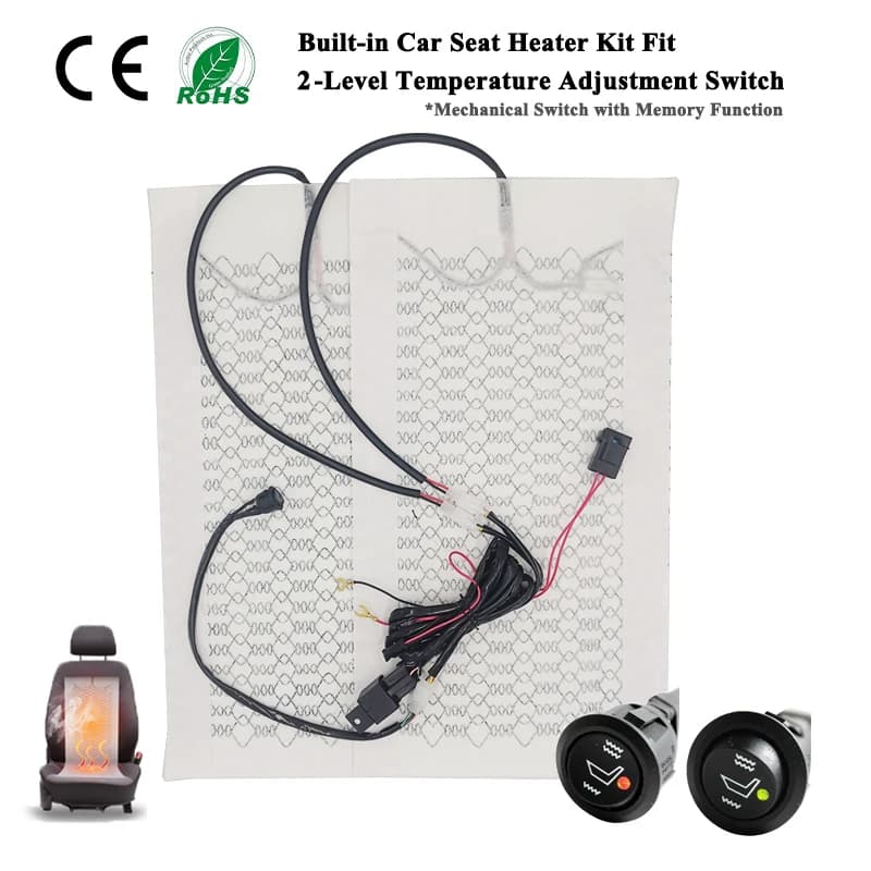 Built-in Universal Car Seat Heating Kit Carbon Fiber Heaters 12V Set of cushions for round switches suitable for installation of 1 seat