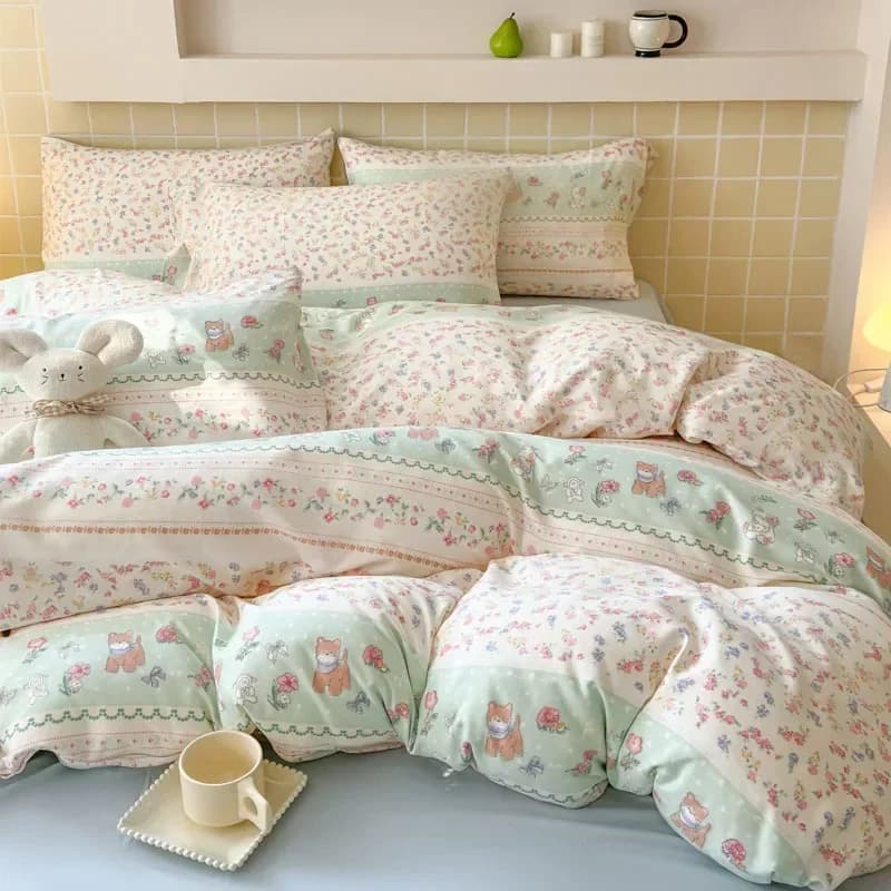 4 pezzi lenzuolo con angoli in filato jacquard a doppio strato grado A set di biancheria da letto per dormitorio domestico Cloud Touch arredamento per camera da letto morbido e delicato sulla pelle