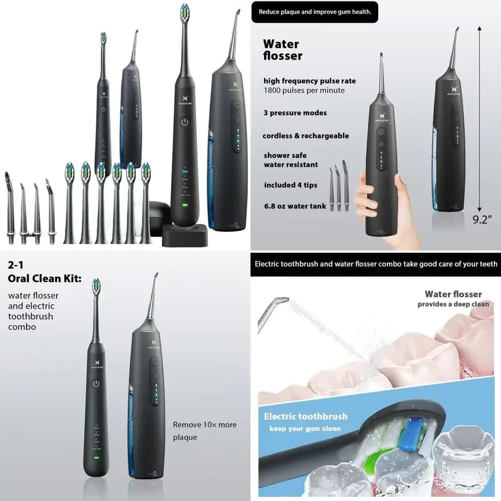 Oral hygiene kit - Hydraulic set and electric toothbrush - Cleaning of teeth and gums