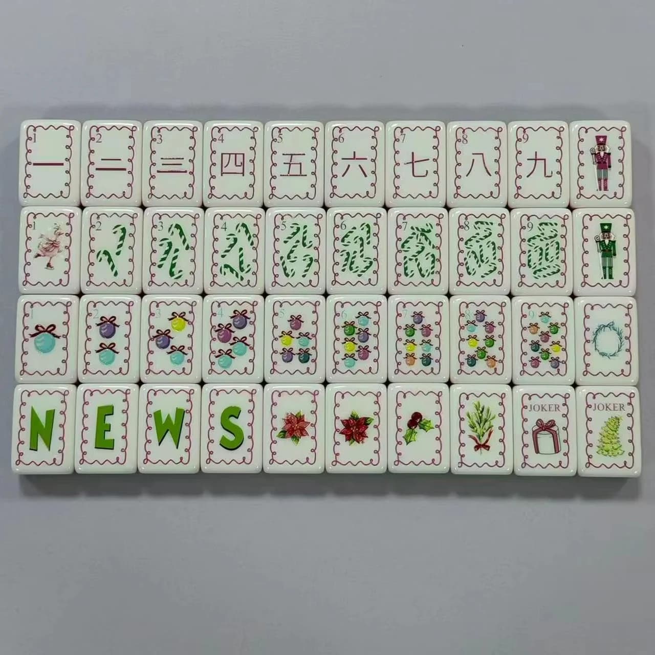 Portable Acrylic Christmas American Mahjong Set-Durable Eco-Friendly Foldable Festive Holiday Game Kit for Family Party Xmas
