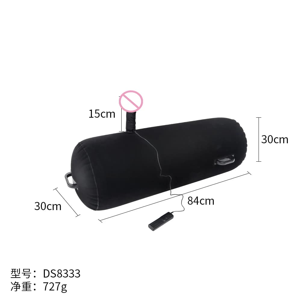 Multi-handle fun cushion, riding vibration inflatable seat pillow, plush fabric adult inflatable cushion