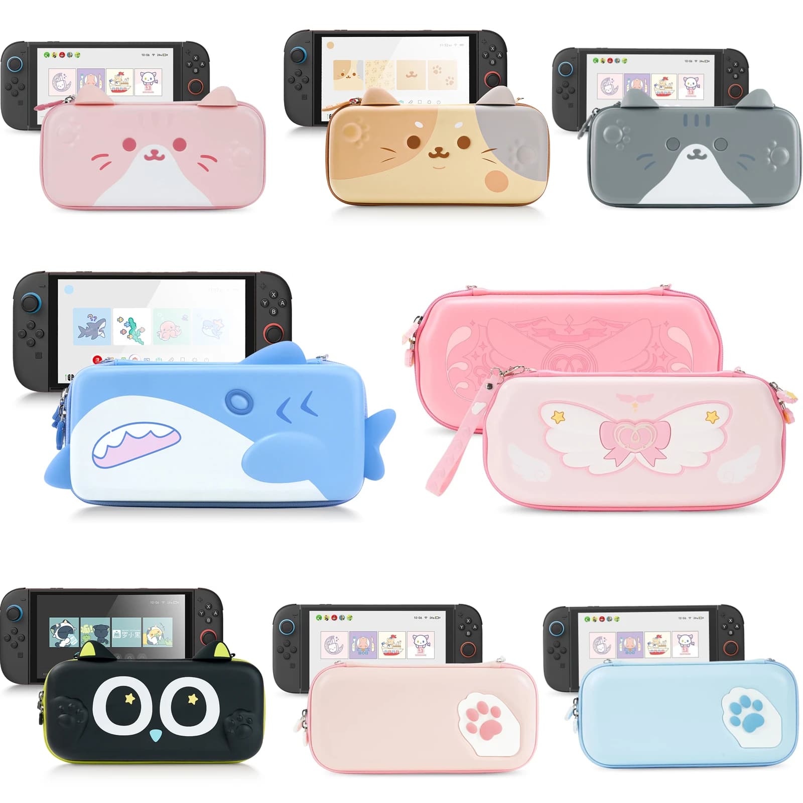 GeekShare Borsa portaoggetti compatibile con Switch 2 (2025), custodia da trasporto portatile con 10 slot per carte da gioco, simpatica custodia da viaggio