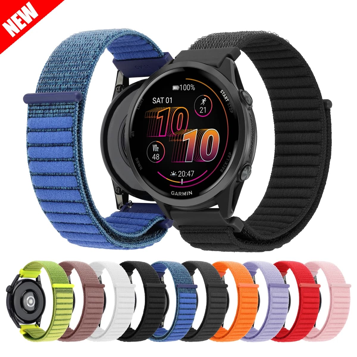 Cinturino in nylon da 20mm 22mm per cinturino Garmin Vivoactive 6/Forerunner 570 245 265 Bracciale Sostituisci cinturino per HUAWEI GT 5