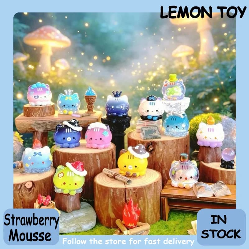 New Strawberry Mousseta Octopus Cat V5 Wonderful Adventure Series Mini Beans Blind Box Mini Figurine Diy Charm Pendant Material