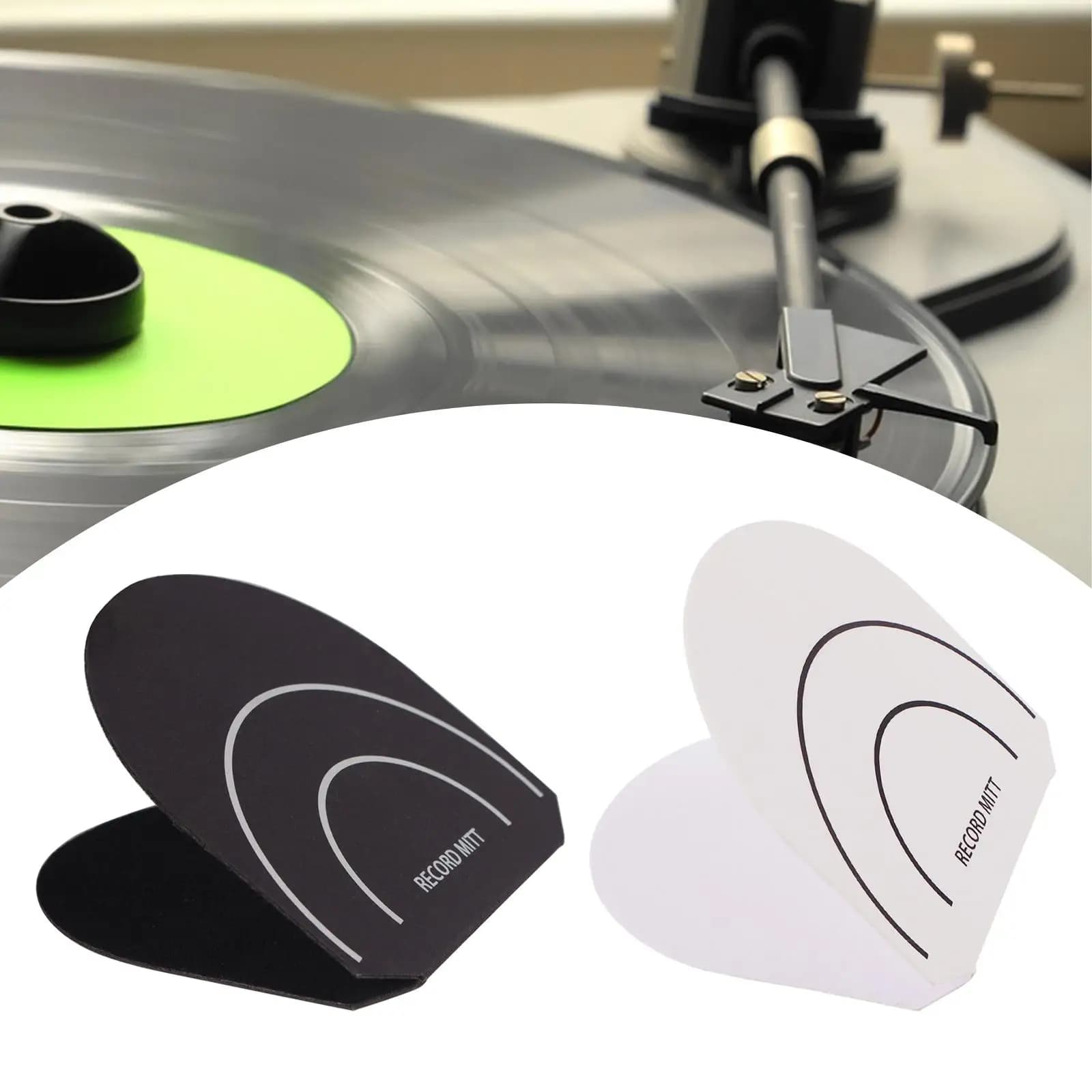 Guanto per dischi in vinile Tappetino per giradischi Protezione per rimozione polvere e impronte digitali Tappetino antiscivolo per collettore LP Uso domestico Negozio Prestazioni dal vivo