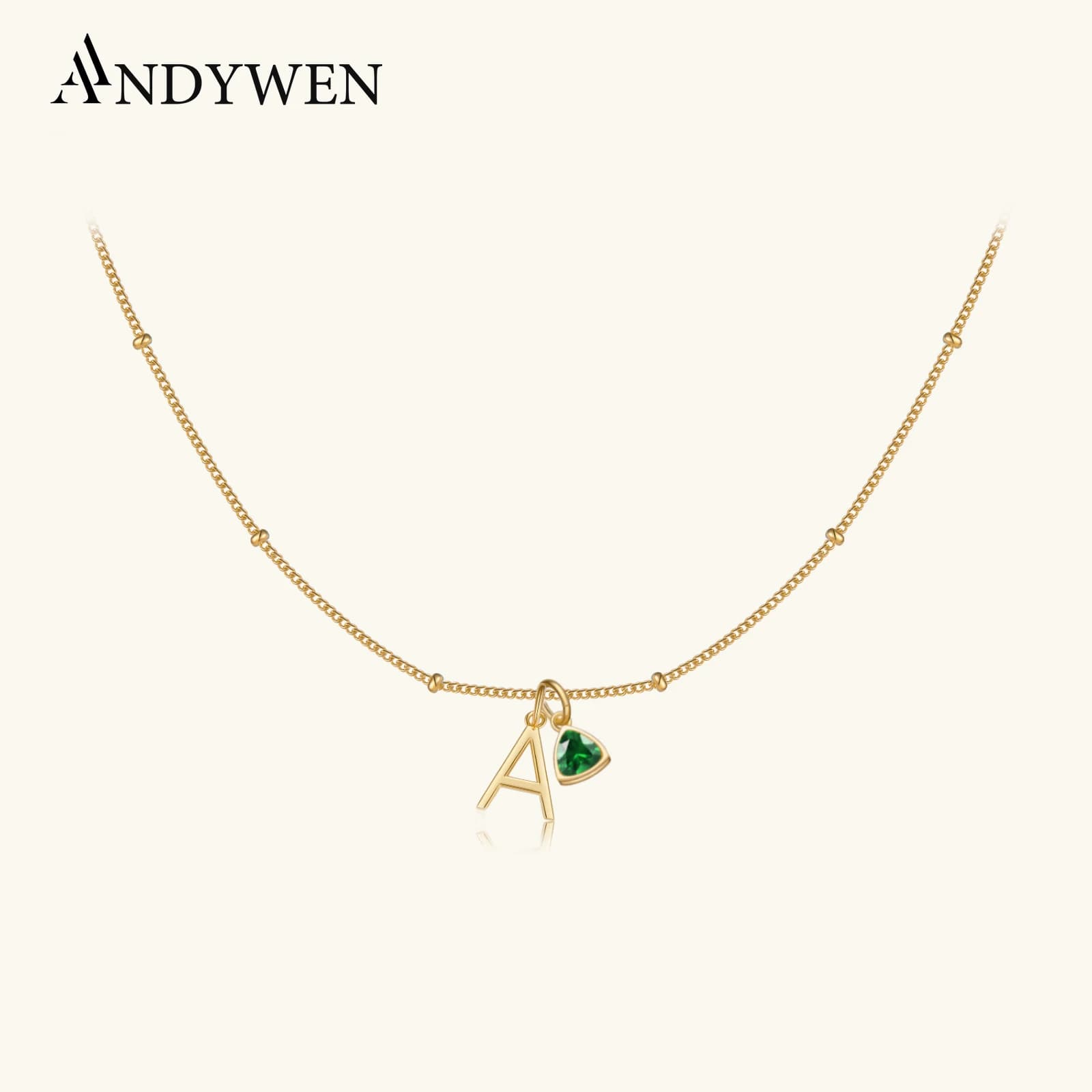 ANDYWEN argento Sterling 925 oro iniziale E S C Birthstone zircone accessori per collana con ciondolo catena lunga gioielli da sposa per donna
