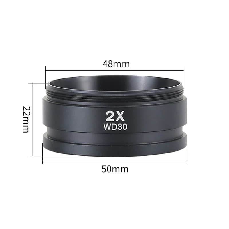 WD30 2X obiettivo ausiliario M48mm filettatura lente Barlow per microscopio Stereo trinoculare binoculare M48 * 0.75