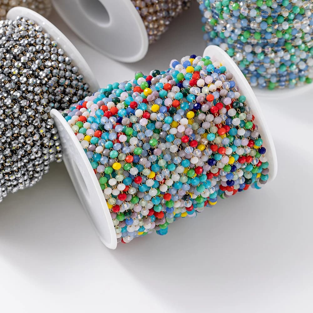 1 metro 3,6 mm in acciaio inossidabile perline di cristallo colorate accessori per catene a sfera collana di perline fai da te creazione di gioielli ricerca di forniture