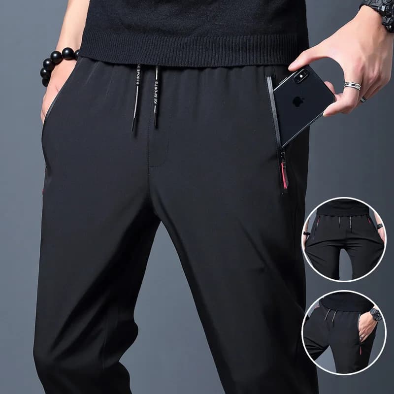 Men's Casual Pants Business Stretch Slim Fit Elastic Waist Jogger Korean Classic Blue Grey Men's Pants