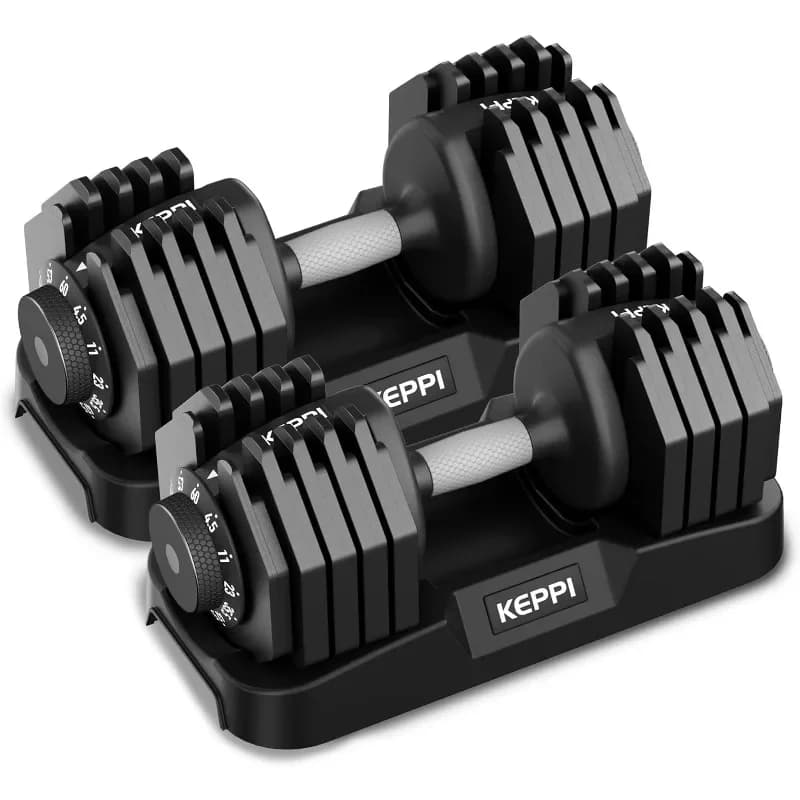 Set di manubri regolabili Keppi - 40 libbre/60 libbre, impugnatura in metallo antiscivolo con regolazione rapida del peso, per esercizi e fitness