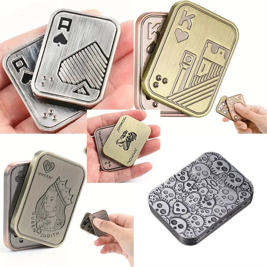 1pc Metal Fidget Toys - Metal Poker Push Card Fidget Slider Antistress Toy, Toy Fidget Pencil, Office Desk Toys Gifts