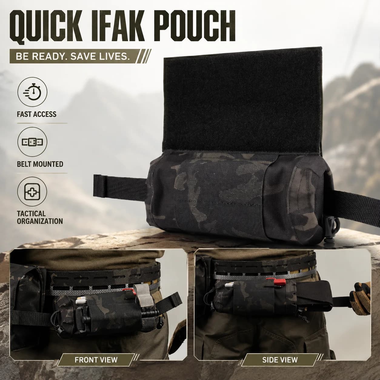 Tactical IFAK Medical Pouch Fast Access First Aid Trauma Kit EDC Bag for Outdoor Camping Hunting Patrol Survival Equipment Gear