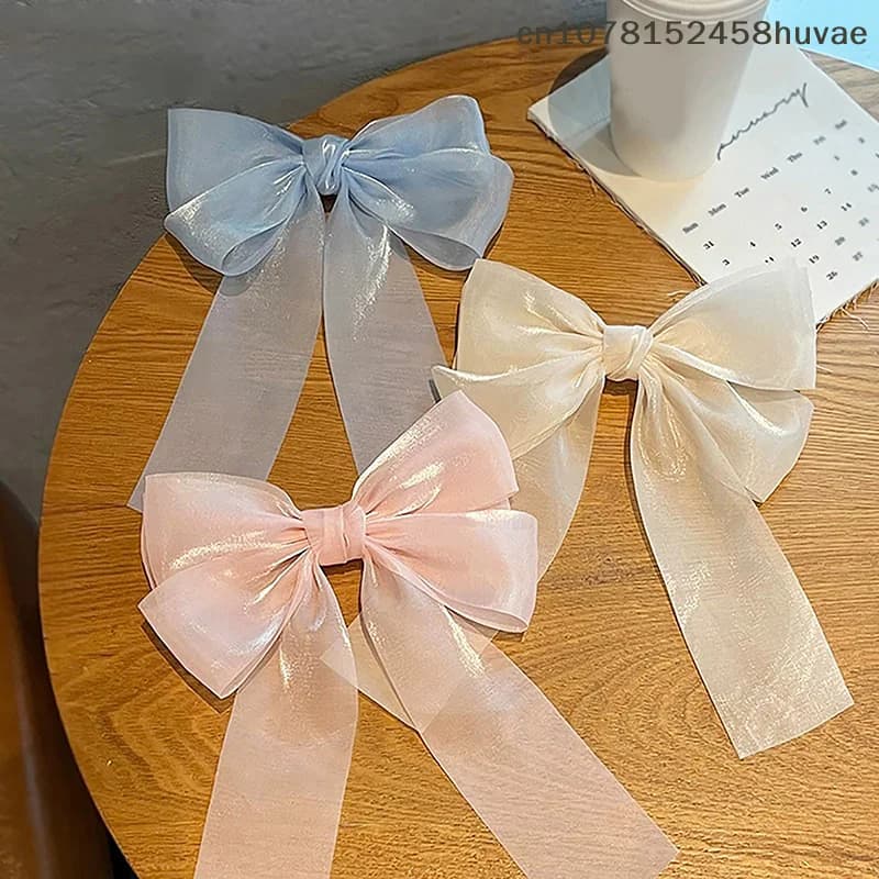 {MAX-66} New Black White Yarn Bow Hair Clip For Women Girls Spring Clip Back Head Hairpin Fashion Hair Accessories