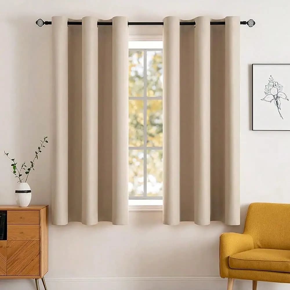 Tende Oscuranti Termoisolanti per Finestre, Set di Tende Solide con Occhielli, Blocco Luce, Tenda Oscurante FKing per Li