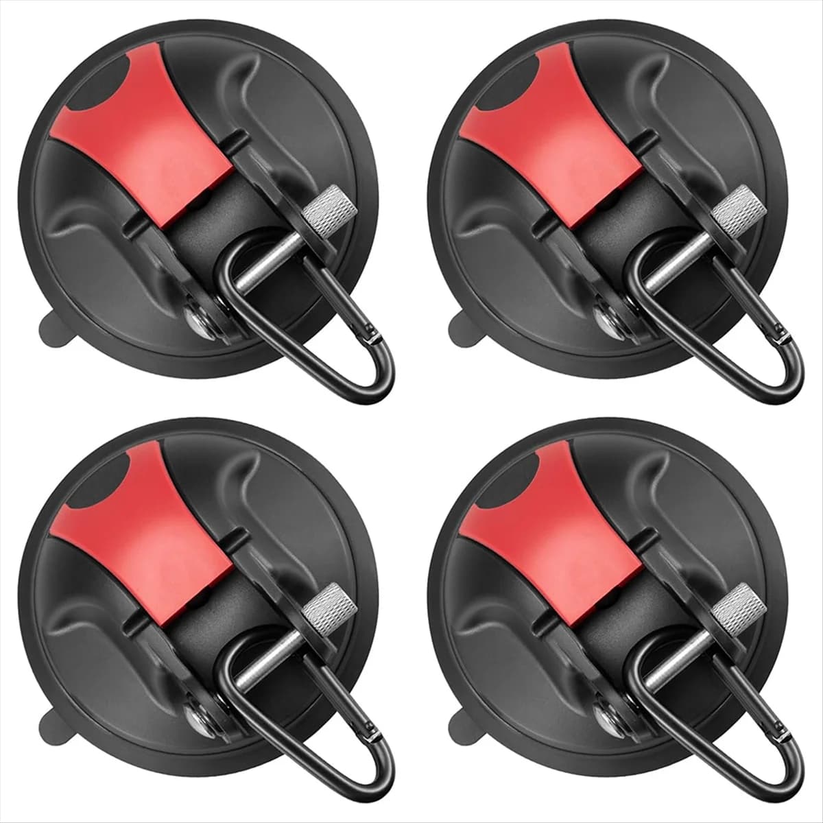 Ganci a ventosa resistenti da 4 pezzi per campeggio, auto, camper, finestre - Ganci a ventosa da campeggio