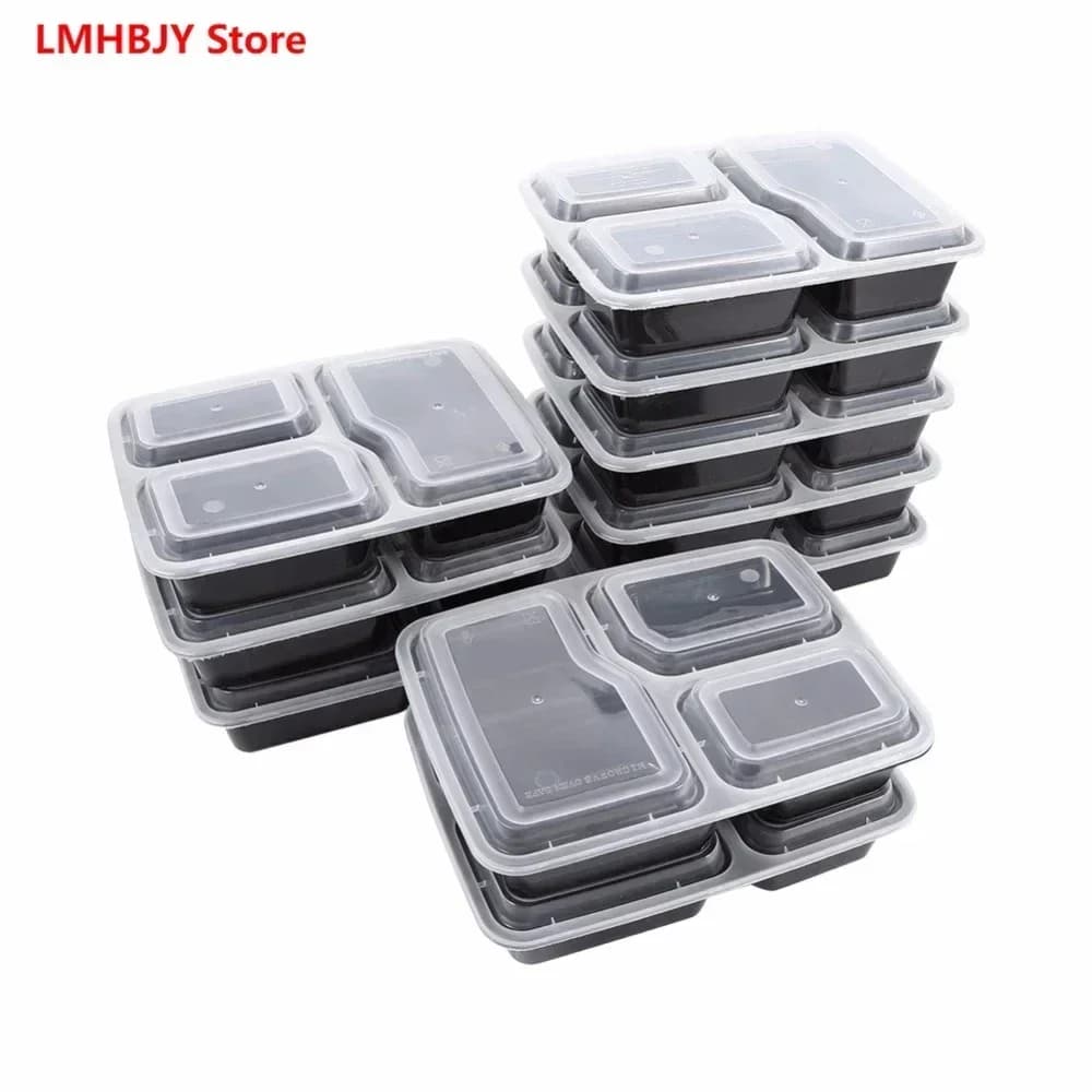 Bento Box riutilizzabile in plastica conservazione dei pasti preparazione degli alimenti Lunch Box 1/2/3 scomparti contenitori riutilizzabili per microonde Lunchbox domestico