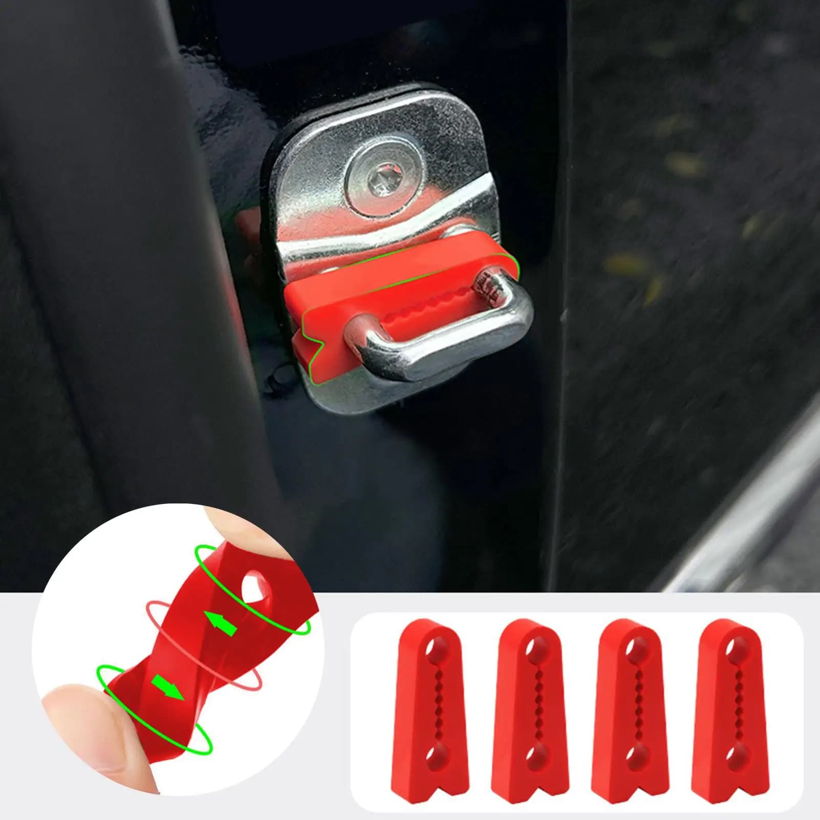 Cuscinetti Ammortizzanti per Portiere Auto, 4 Pezzi, Copertura Universale in Silicone per Serratura Porta, Riduzione del Rumore di Chiusura, Protezione Anti-collisione
