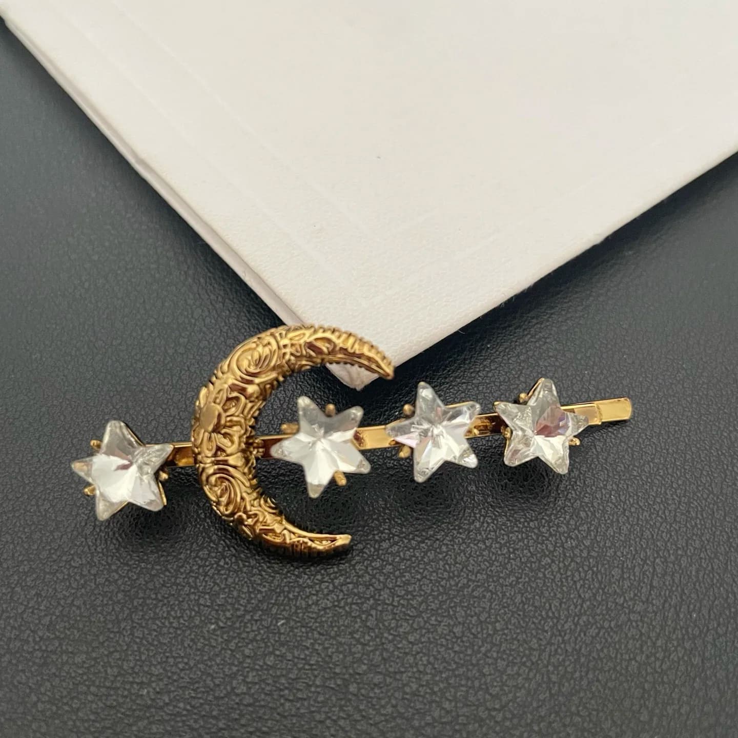 Europe America Designer Star Moon Crystal Hair Clip Women Sweet Hair Accessories