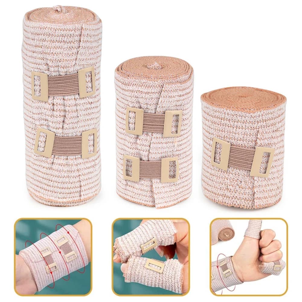 2 rotoli di benda elastica, benda di compressione elasticizzata allunga fino a 450 cm, ideale per medici, sport, distorsioni, polpacci, caviglie e