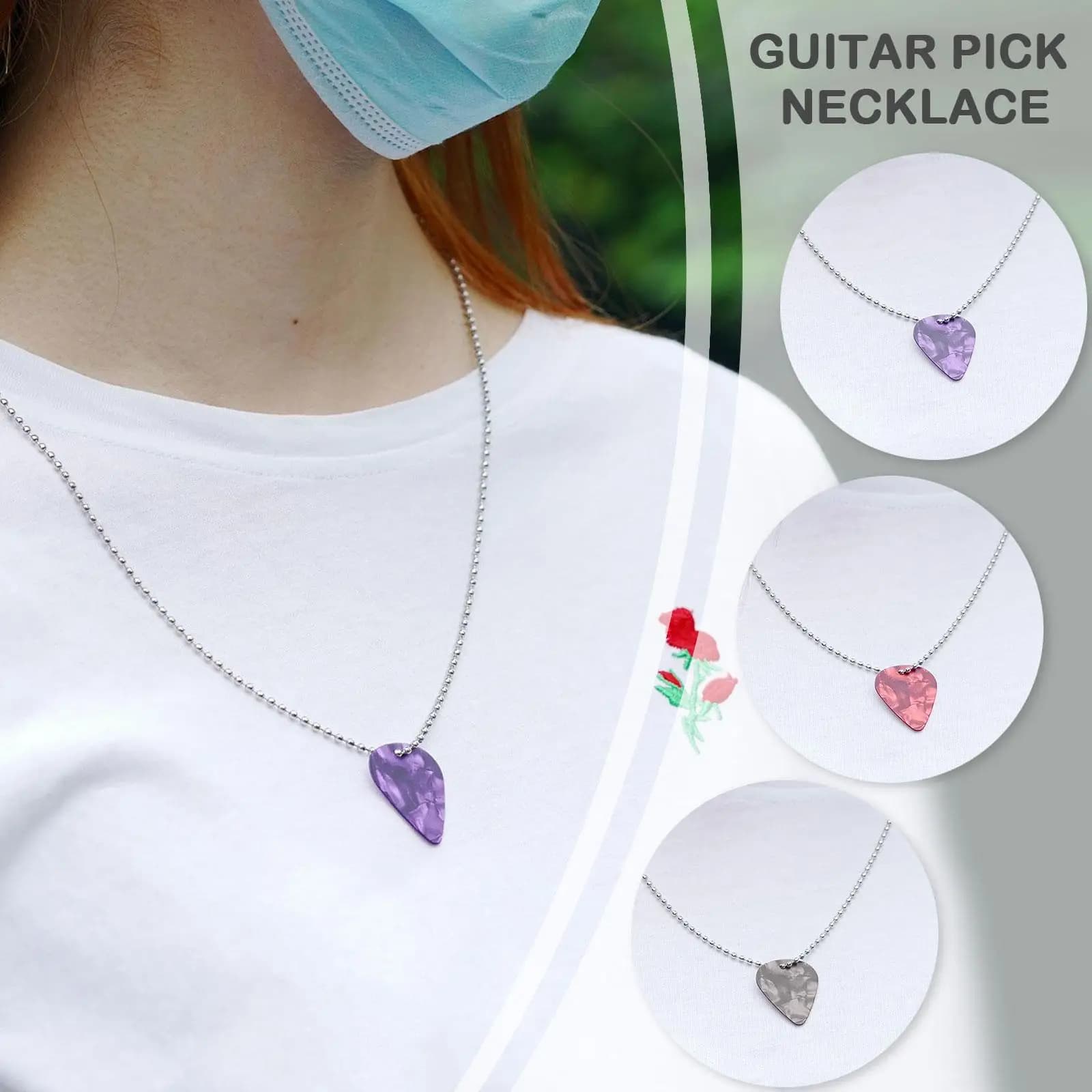 Nuova collana unica con plettro per chitarra per uomini e ragazzi, collare con ciondolo a forma di plettro in acciaio per amanti della musica, gioielli regalo B0Y2
