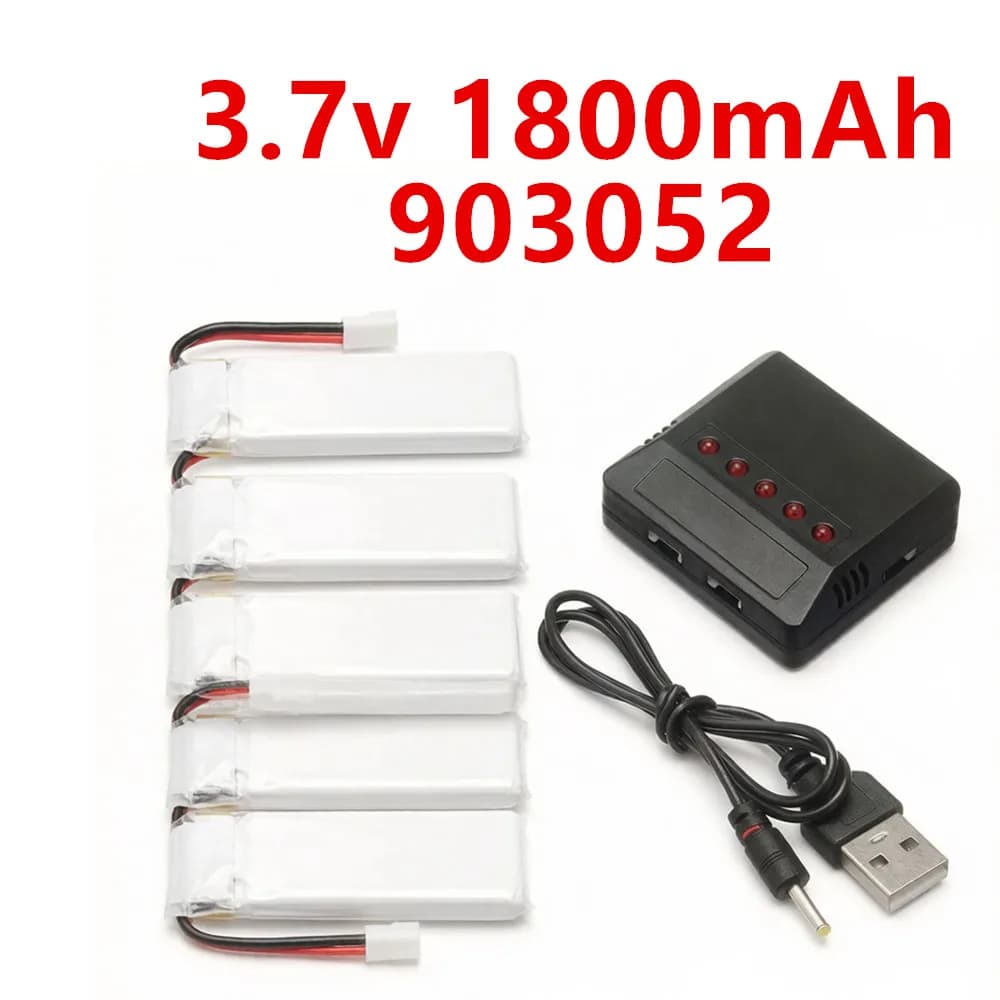 Batteria Lipo 903052 3.7V 1800mAh 25C per Drone RC KY601S SYMA X5 X5S X5C X5SC X5SH X5SW M18, Ricambio per Quadricottero RC