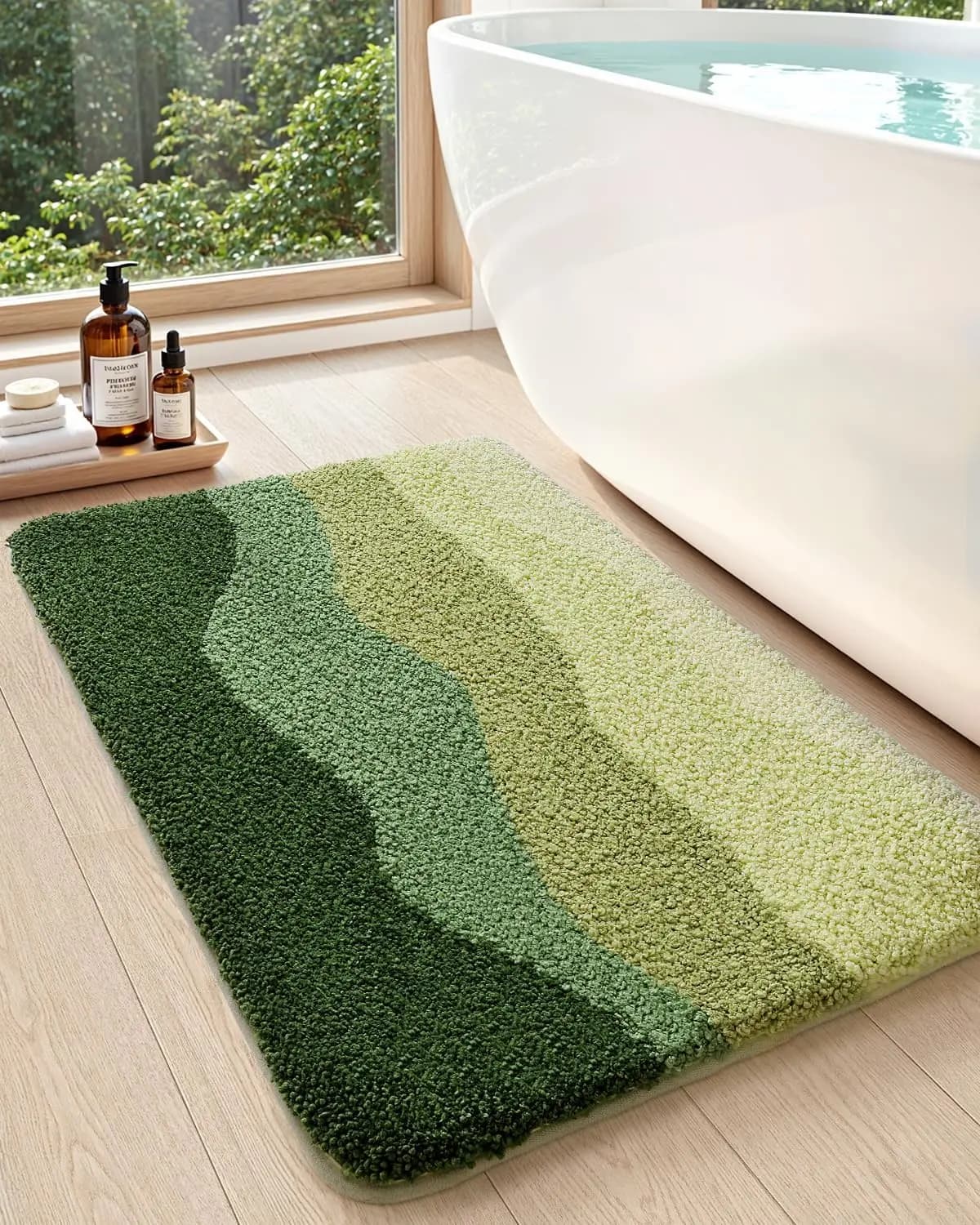 Tappeti da bagno antiscivolo, 16x24, lavabili, in microfibra, ad asciugatura rapida, assorbenti, ultra morbidi, con motivo montagna naturale.