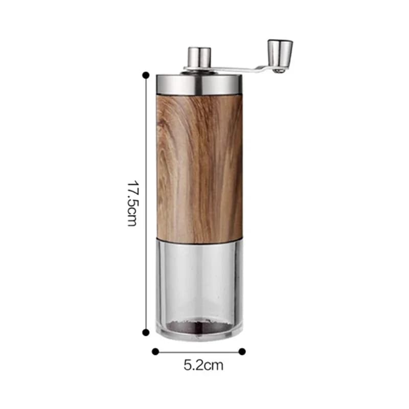 Wood Grain Manual Coffee Grinder, Portable Stainless Steel Crank Bean Mill for Home Outdoor Coffee Making