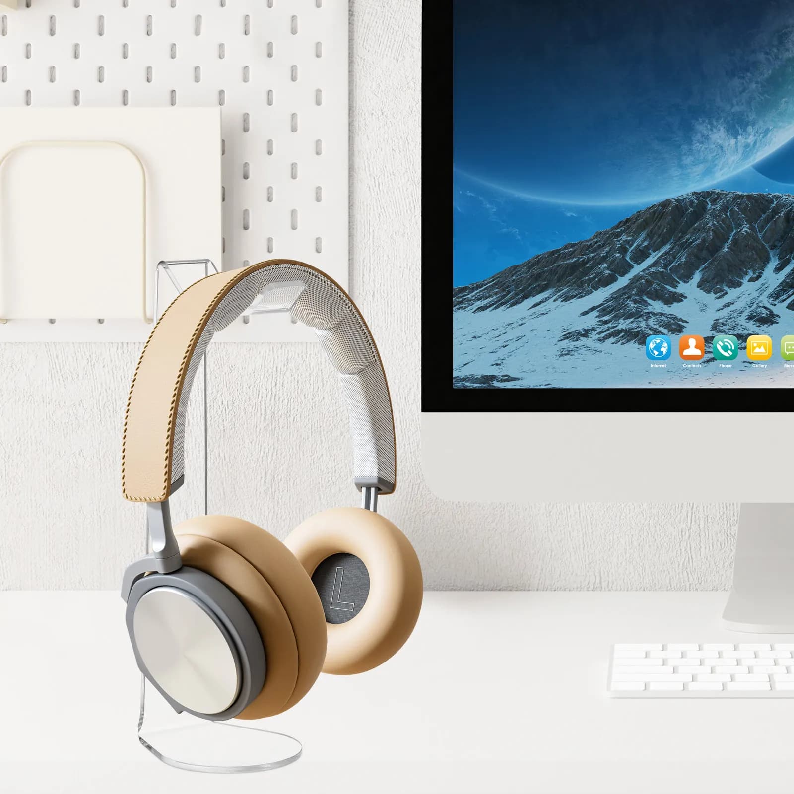 Universal Acrylic Headphone Holder Transparent Desktop Stand Stable Flat Base Earphone Rack Headset Shelf Rack Gaming