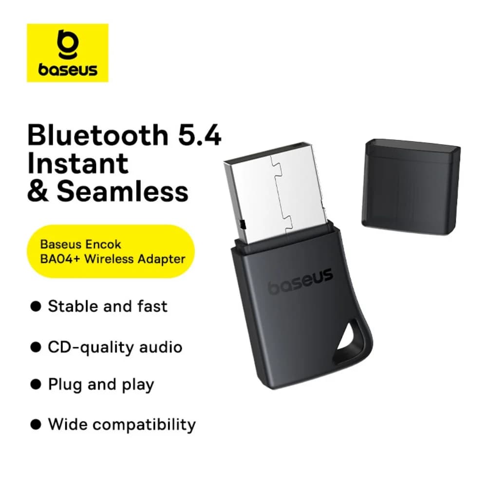 Baseus Encok BA04+ Bluetooth Adapter 5.4 Ultra-low latency game mode 20 m Audio without loss for PC PS5 TV Switch AirPods for car